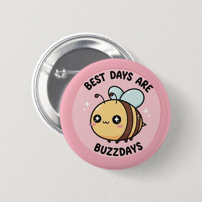 Bee Button – Cute Kawaii Bumblebee Pin Knapp (Framsida & baksida)