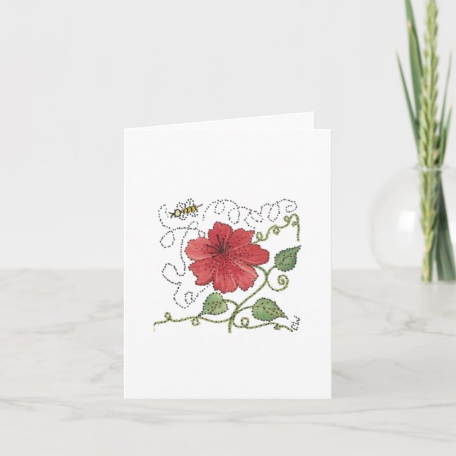 Bee Buzzing Hibuscus Blank Note Card Kort (Framsida)