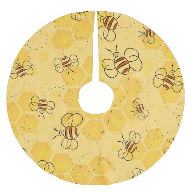 Bee Buzzing honey Bees Cute Julgransmatta Borstad Polyester (Framsidan)