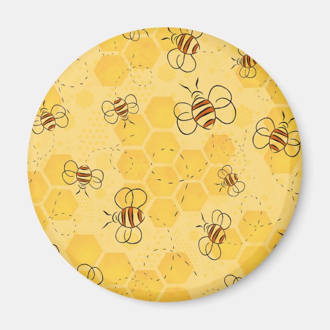 Bee Buzzing honey Bees Cute Magnet (Framsidan)