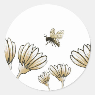 Bee buzzy humla med blommor runt klistermärke