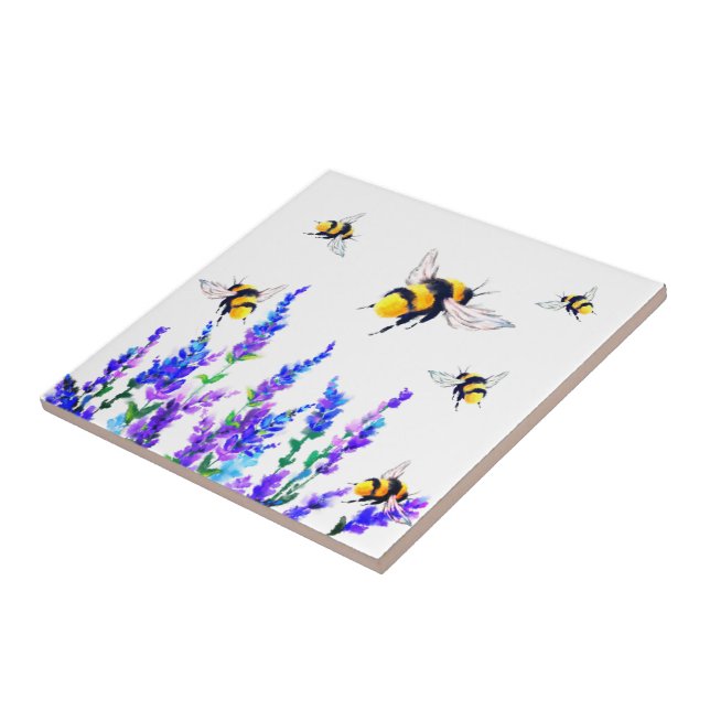 Bee Ceramic Tile Vår blommor Kakelplatta (Sidan)