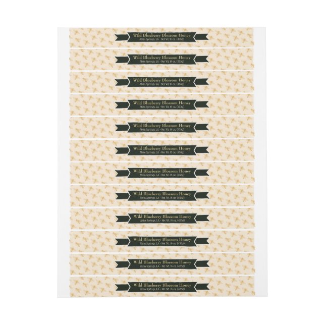Bee Colony Honung Burk Lid Goldenrod Etikettband (Ark)