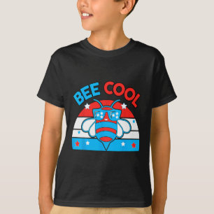 Bee Coola 4 juli Rött vitt blått American Boy Usa T Shirt