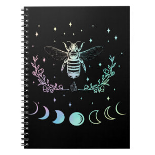 Bee Crescent Måne Wicca Pastel Goth Insekt Witchy Anteckningsbok
