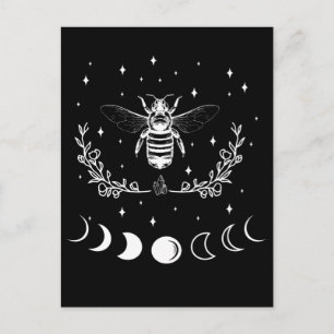 Bee Crescent Måne Witchcraft Wicca Goth Insekt Vykort