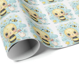 Bee Cute Baby Pastel Watercolor Mönster Presentpapper
