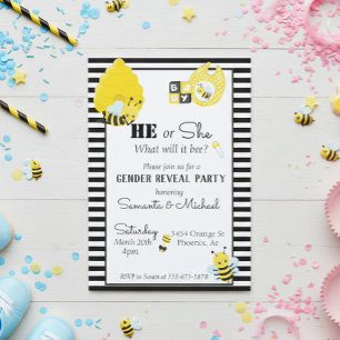 Bee Cute Gender Baby Reveal Party Inbjudningar