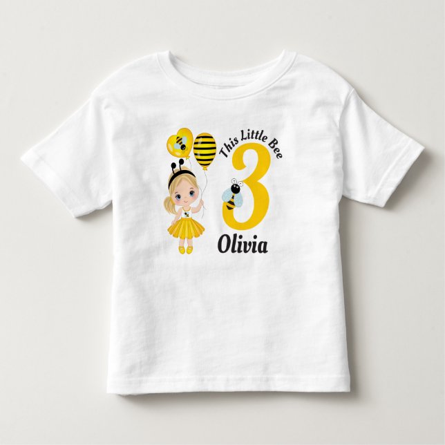 Bee Cute Little Girl Birthday Småbarn T-Shirt (Framsida)