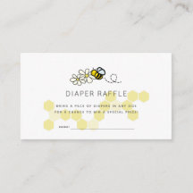 Bee Daisy White Baby Shower Diaper Raffle Biljett
