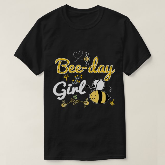 Bee-day Girl Födelsedagsfest Cute Bee T-Shirt (Design framsida)