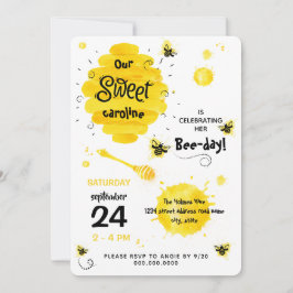 BEE-day-inbjudan - hämta honungsbi-gult Inbjudningar