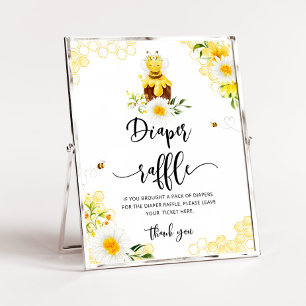 Bee Diaper raffle Baby dusch-skylt Poster