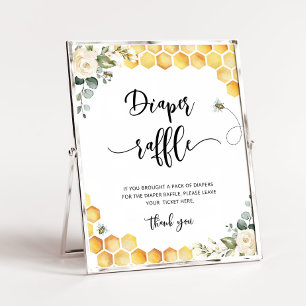 Bee Diaper raffle Baby dusch-skylt Poster