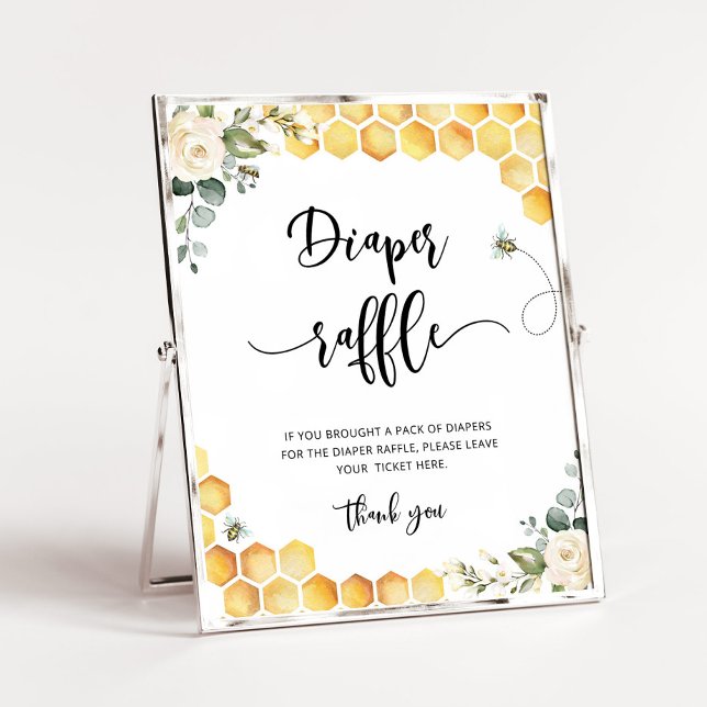 Bee Diaper raffle Baby dusch-skylt Poster (Skapare uppladdad)