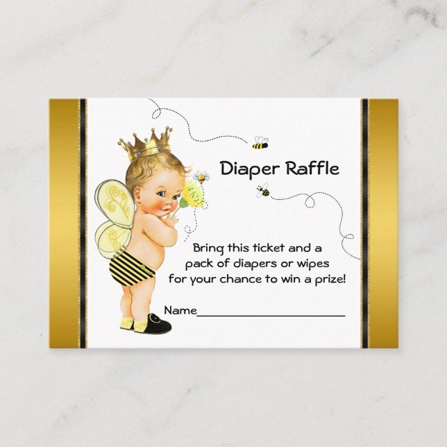 Bee Diaper Raffle Biljett Tilläggskort (Framsida)