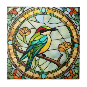 Bee eater Bird Faux-målad glasfärgad fågel Kakelplatta