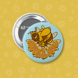 Bee Fantastisk - Cute Tecknad Humla & Daisy Knapp