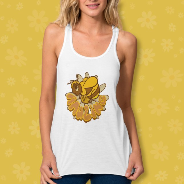 Bee Fantastisk - Cute Tecknad Humla & Daisy Linne Med Racerback (Skapare uppladdad)