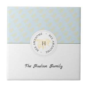 Bee Fantastisk Golden Bee Personlig Monogram Kakelplatta