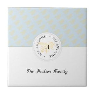 Bee Fantastisk Golden Bee Personlig Monogram Kakelplatta