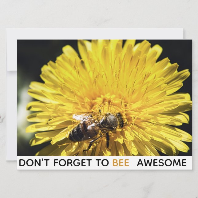 Bee fantastisk inspirationshäst på gult dandelion kort (Framsida)