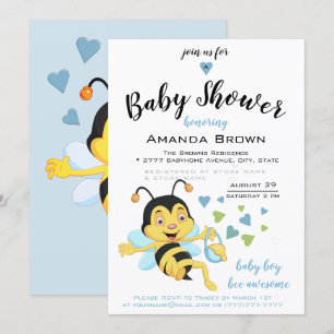 Bee Fantastisk Pojke Shower Inbjudningar