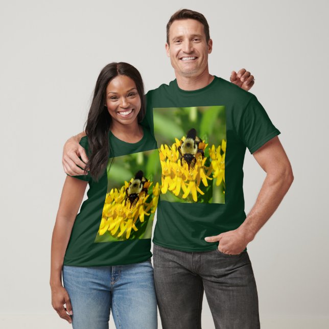 Bee Feasting on Butterfly Weed Wildflowers T Shirt (Unisex)