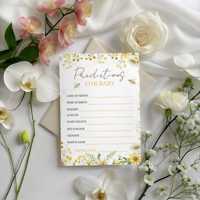 Bee Floral Baby Predictions & Advice Card Inbjudningar (Skapare uppladdad)