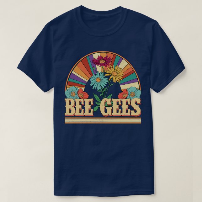 Bee Flowers Namn Gees Personlig Gifts Retro Sty T Shirt (Design framsida)