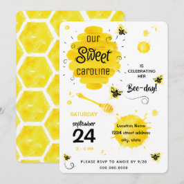 BEE Födelsedagsfest inbjudan honungsbidag gult