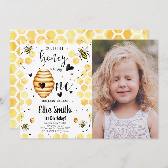 Bee-fotoinbjudan Inbjudningar (Fram/baksida)