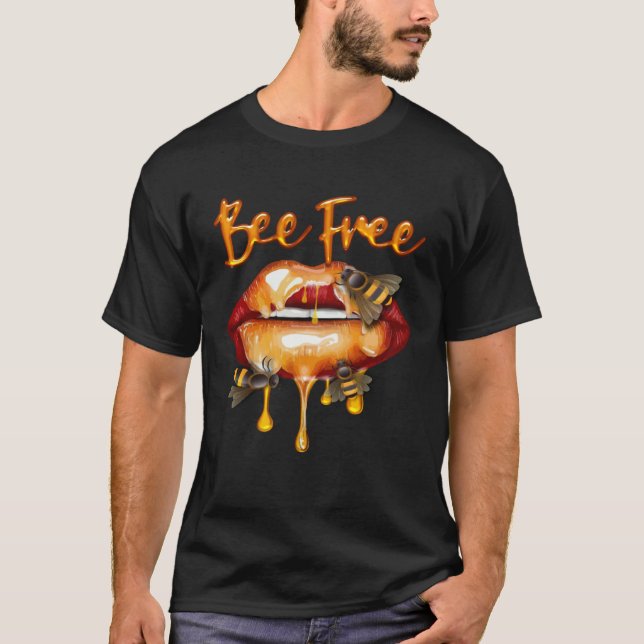 Bee Free Honey Lips HoneyBee Queen Costume Beekeep T Shirt (Framsida)