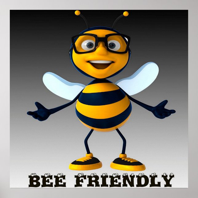 Bee Friendly Bee Gifts ,I Love Bee,Beekeeping Gift Poster (Framsidan)