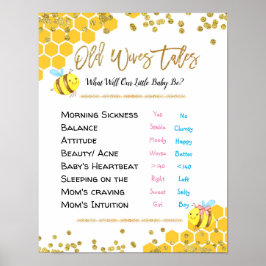 Bee Gamle Wives Tales Gender Reveal Board Poster