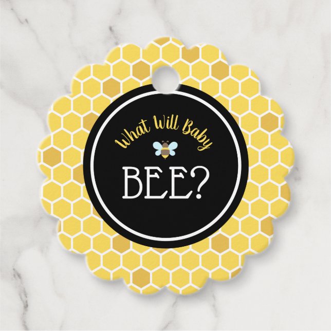Bee Gender Reveal Baby Shower Gåvor Etiketter (Framsida)