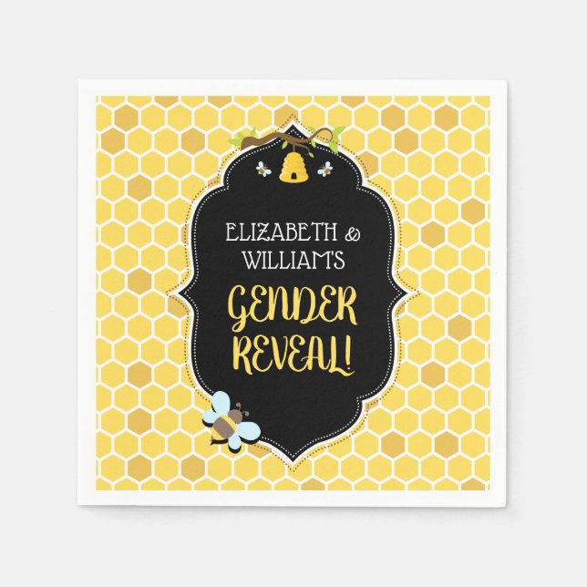 Bee Gender Reveal Baby Shower Pappersservett (Framsidan)