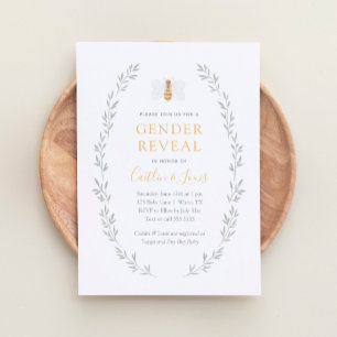 Bee Gender Reveal Party Inbjudningar