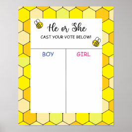 Bee Gender Reveal-votering Board Poster