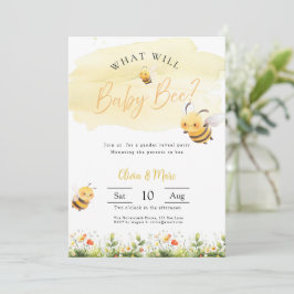 Bee Gender Reveal • What Will Baby Bee Inbjudningar