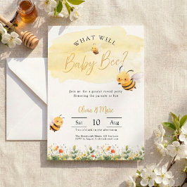 Bee Gender Reveal • What Will Baby Bee Inbjudningar