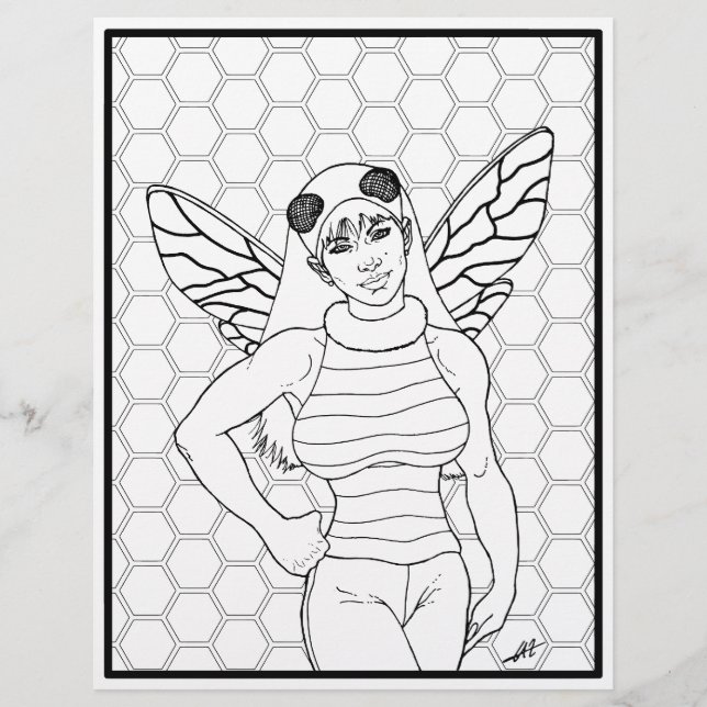 Bee Girl - Coloring Page. (Framsida)