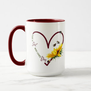 BEE GIRL Red Heart Solrosoffert Mugg