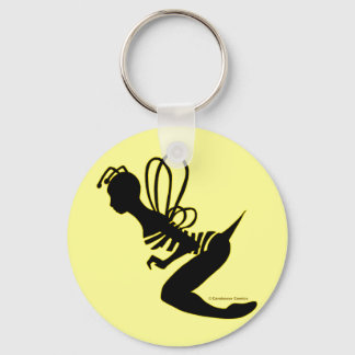 Bee Girl Silhouette Keychain Nyckelring