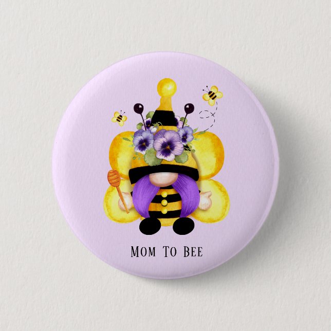 Bee Gnome Lila Gult Baby Shower Mamma to Bee Bee G Knapp (Framsida)