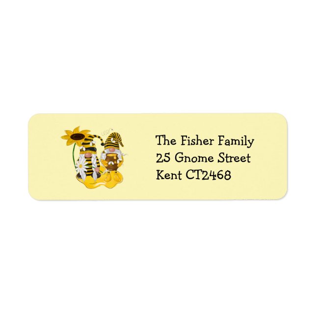 Bee Gnome Solros Returetiketter Returadress Etikett (Framsidan)