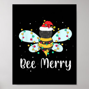 Bee God jul Cute Bee Julafton Ljus Familj Morsa Poster