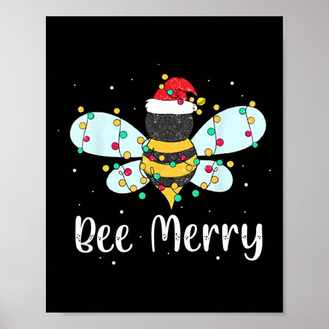 Bee God jul Cute Bee Julafton Ljus Familj Morsa Poster (Framsidan)