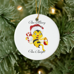 Bee God jul Tecknad Julgransprydnad Keramik