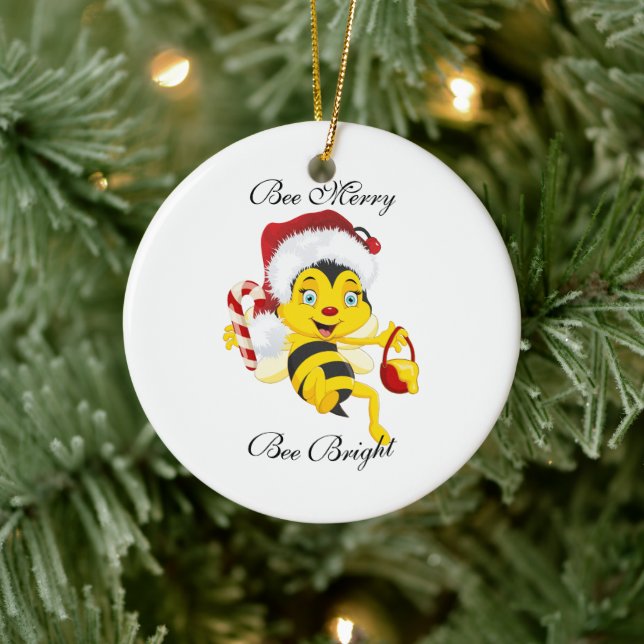 Bee God jul Tecknad Julgransprydnad Keramik (Träd)